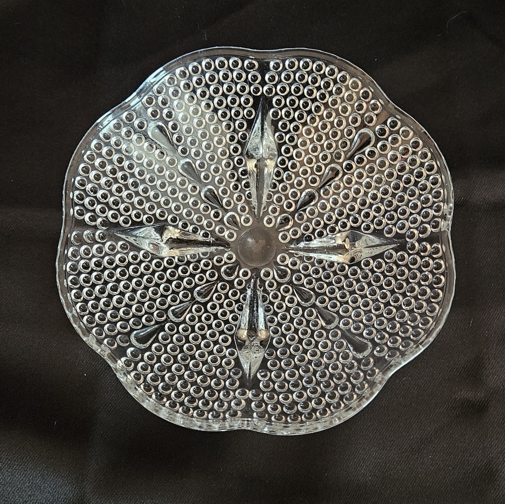 Vintage Hazel Atlas Clear Hobnail Footed Candy Dish Circa 1960's 6 1/4" diameter